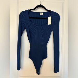 Abercrombie knit bodysuit in navy blue, size XS